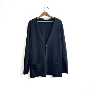 Vintage 70s/80s St. Croix Knits Black Wool Cardigan | Made in USA | Large